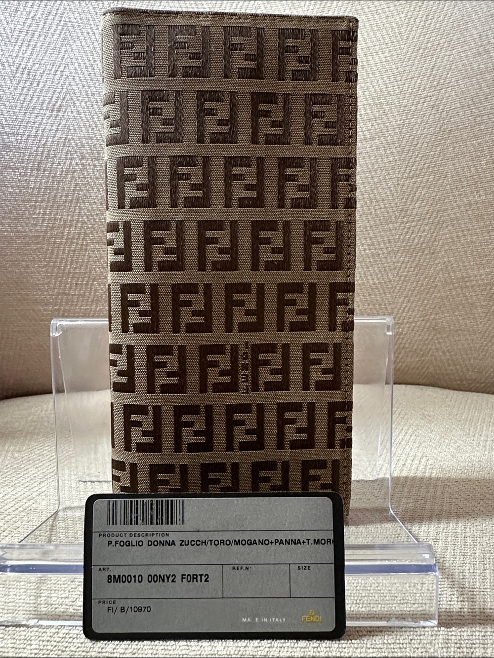 Fendi Brown Tan FF Logo Long Bifold Zucch Wallet - Picture 2 of 16
